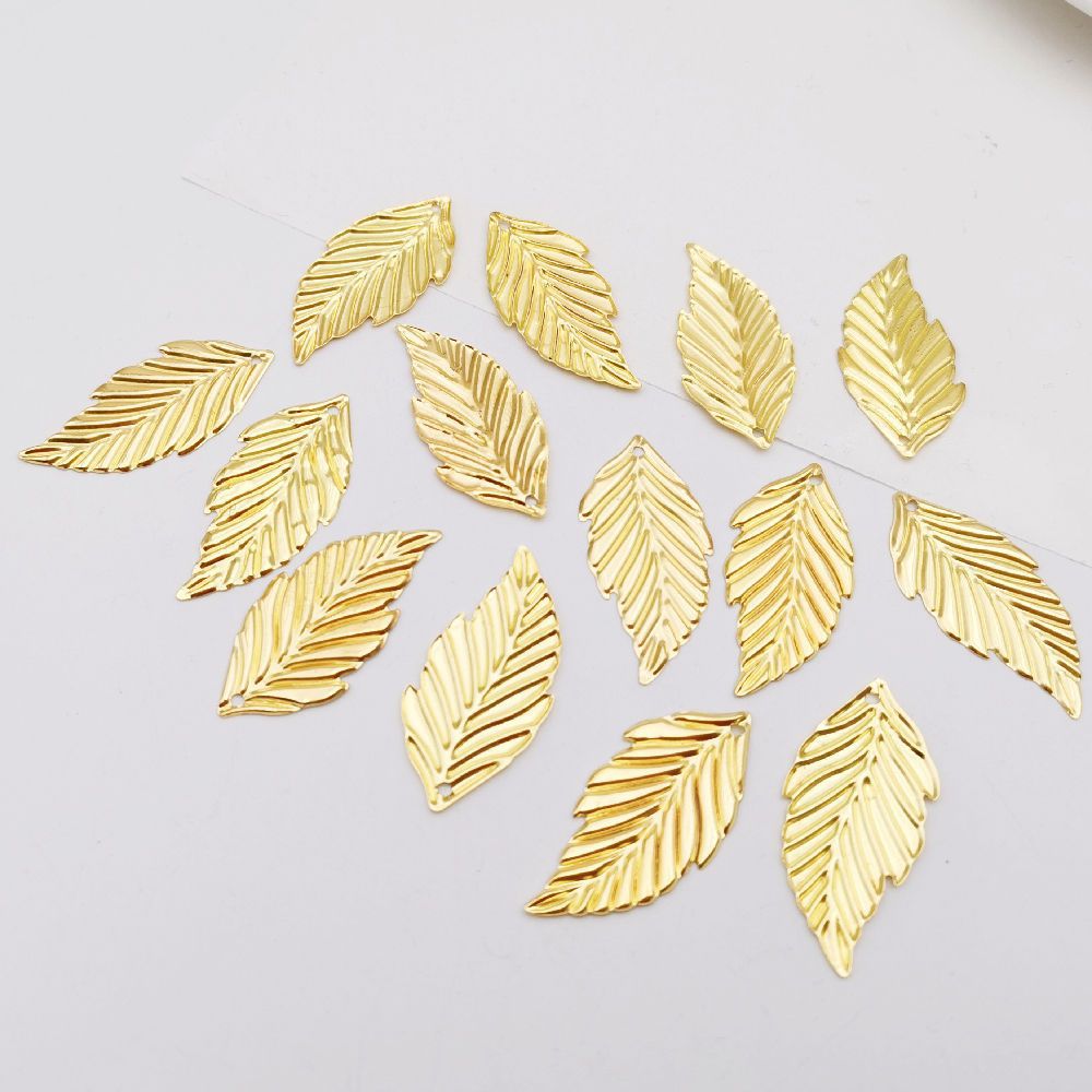 Antique diy handmade hair accessories material 16 * 32mm solid leaves golden leaves small leaves flower pieces wholesale