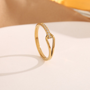 Water Drop Row Drill Index Finger Ring Female Niche Design Fashionable Titanium Steel 18k Gold High-Level Sense No Fading Ring