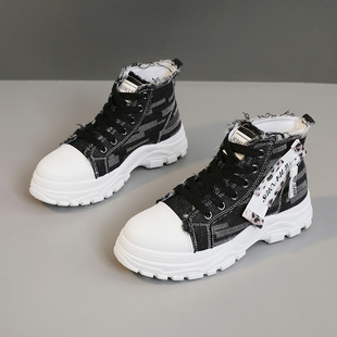 K2121 New Canvas High-Top Women's Shoes 2025 Spring and Summer Breathable Thick-Soled Heightening Casual Shoes Sports Boots