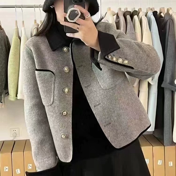 Демисезонная куртка, шерстяное пальто, стиль Chanel, для подростков