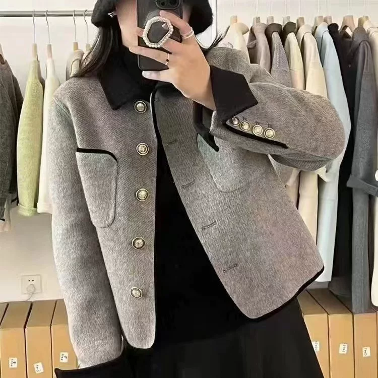 Демисезонная куртка, шерстяное пальто, стиль Chanel, для подростков