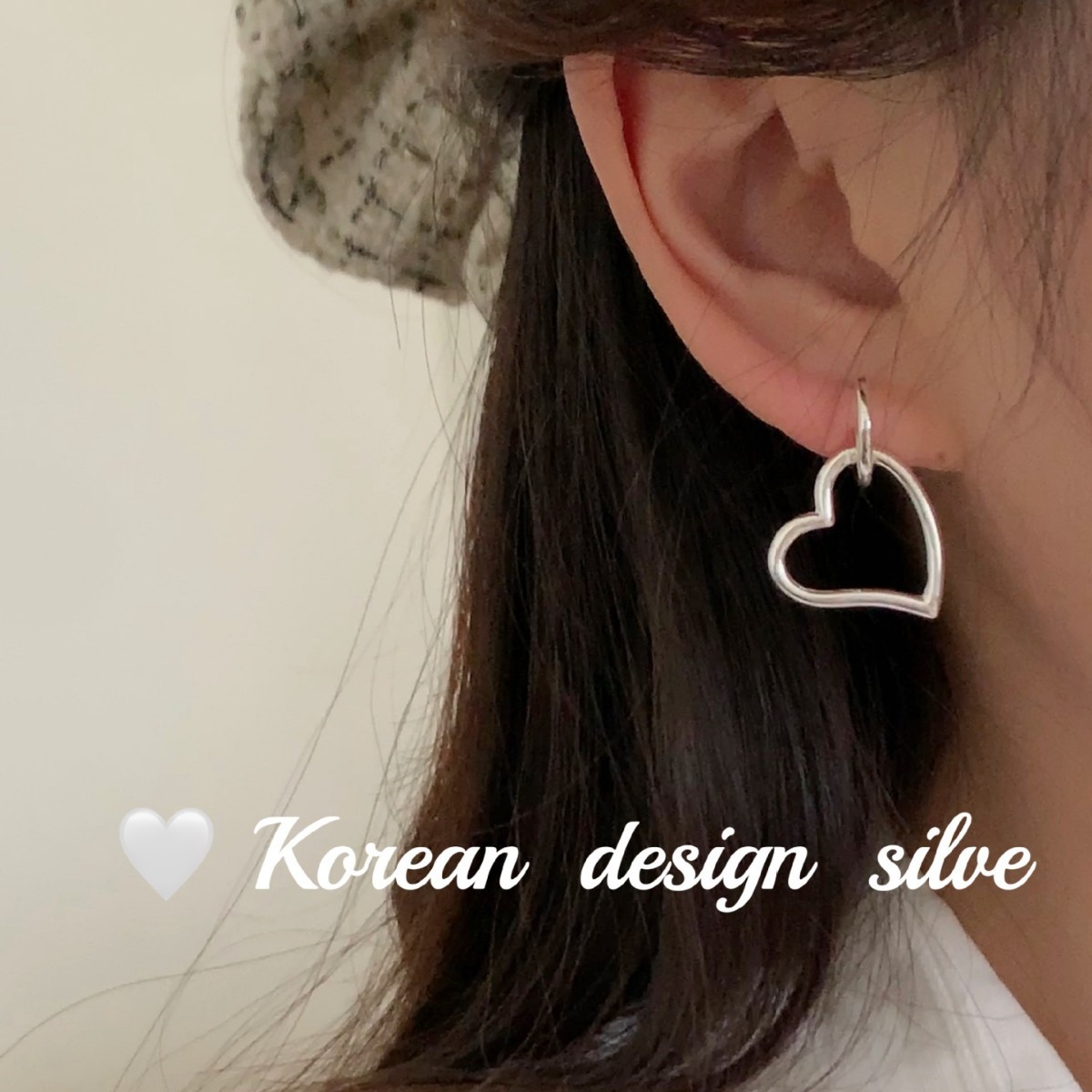 韓國ins風小眾設計氣質耳飾 S925純銀愛心鏤空耳環 韓版耳釘女款