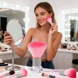 一个镶钻化妆刷美甲粉尘去除刷高光闪粉涂抹化妆刷腮红刷松软毛发