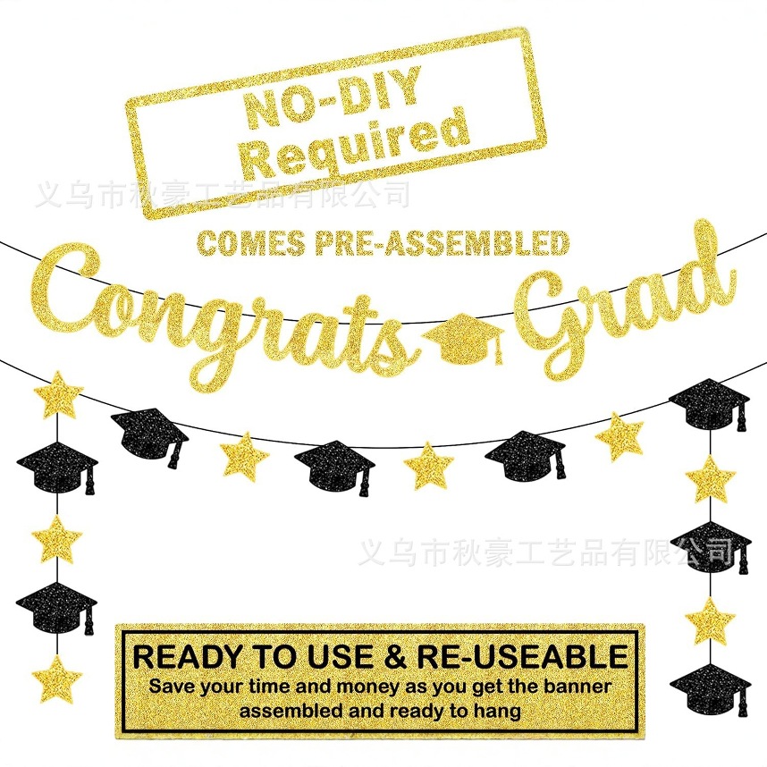Congrats Grad Class of 2024 Graduación Alfabeto Tirando Bandera Decoración Banners Decoración Artículos de fiesta Decoración