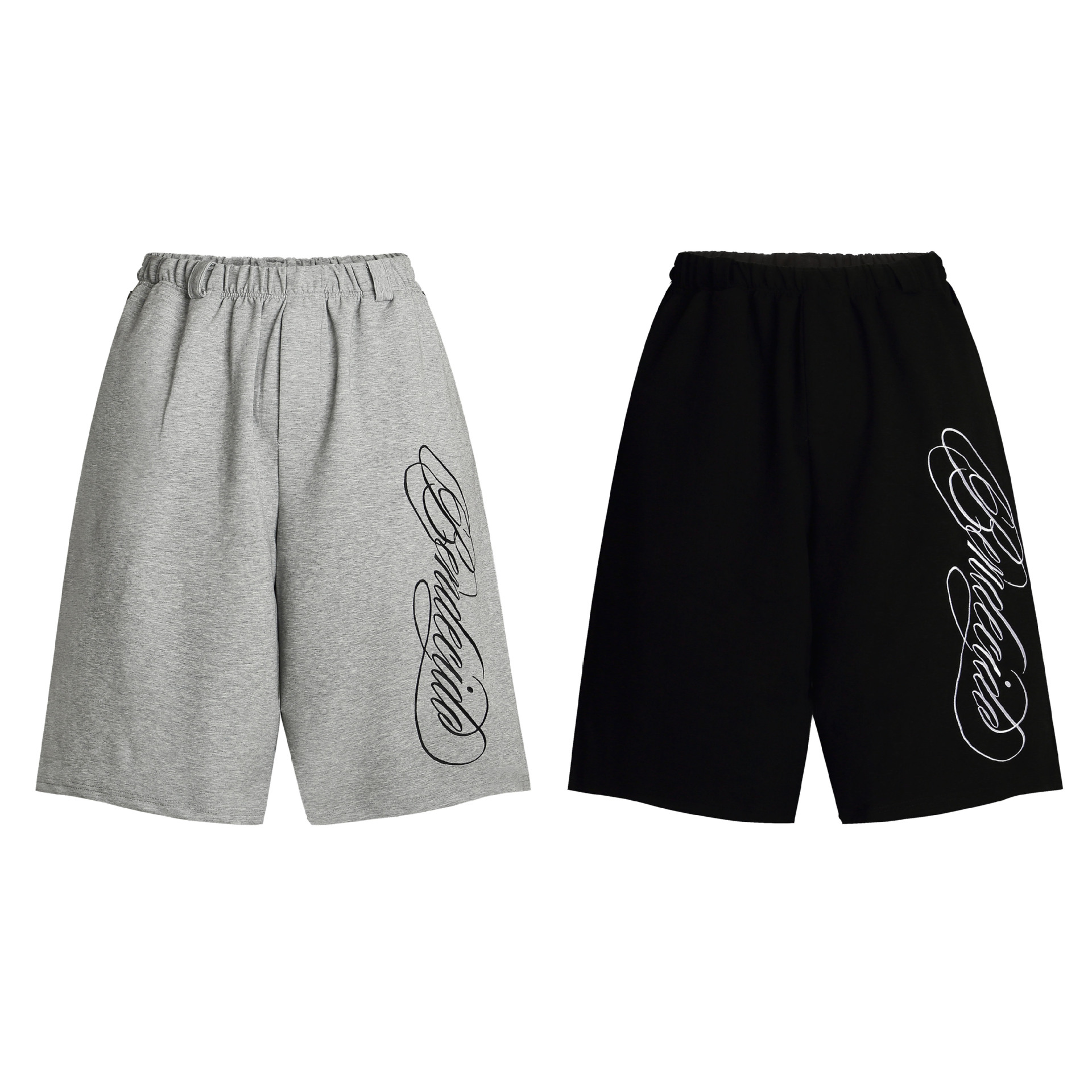 Unisex Vintage American Style Air-Knit Joggers - 360° Embroidered Lettering, Relaxed Fit Cropped Sweatpants For Men And Women_viptrois.com