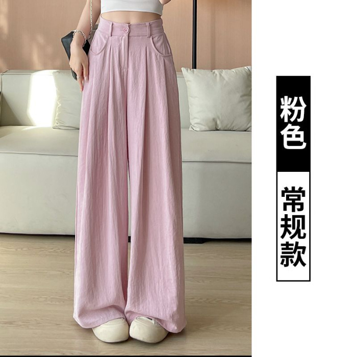 【原版包边】  白色奶芙西装山本裤女夏季薄款高腰宽松直筒阔腿裤|undefined