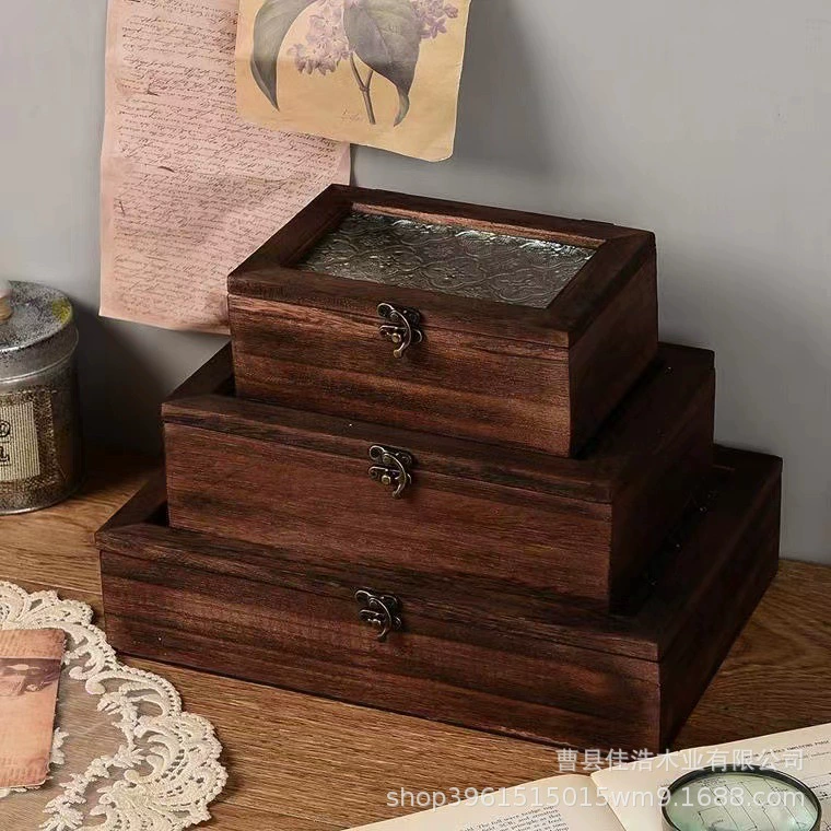 Ретро бегония цветочная стеклянная коробка для хранения деревянная столешница уборка раскладушка деревянная коробка для макияжа стол декоративная коробка деревянная коробка