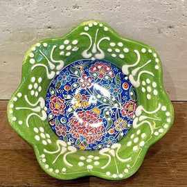 8cm土耳其手绘陶瓷浮雕圆形复古欧式花瓣彩色小碗装饰釉下彩其他