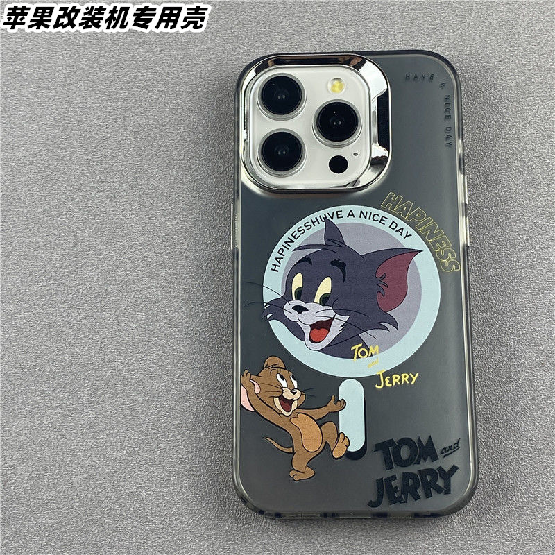 适用于苹果XSMAX改15PM终极版汤姆杰克XR改15Pro改装手机壳磁吸版