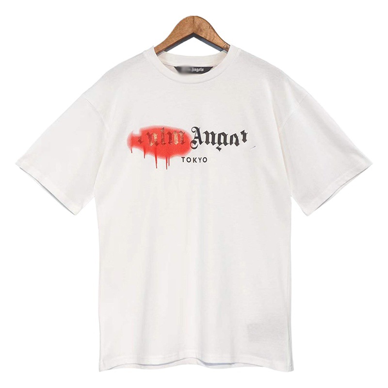 Europa y América transfronteriza ángeles aerosol PA carta manga corta primavera y verano marca de moda hombres y mujeres de la misma camiseta suelta casual todo partido