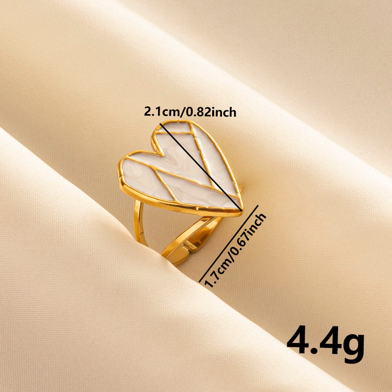 304 Stainless Steel French Retro Love Oil Dropping Opening Ring Women's Niche Design Sense Ring Jewelry in stock