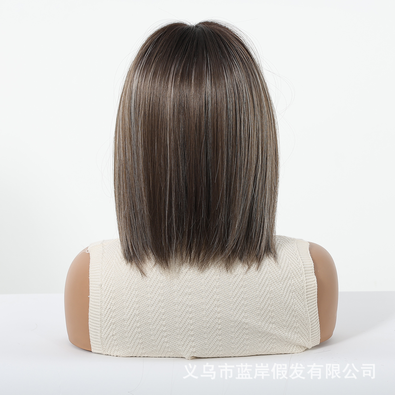 Nueva peluca europea y americana, cubierta de cabeza completa para mujer, red de verano, onda roja, cabeza de onda, clavícula corta, cabello liso, cabello de fibra química, wigs