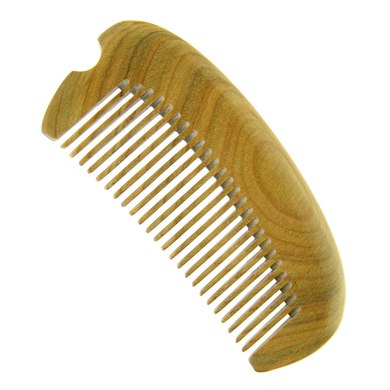 Jade sándalo Pelo Rizado peine masaje peine hogar necesidades diarias peine de dientes anchos Mujer hogar Pelo Largo mango peine de sándalo verde