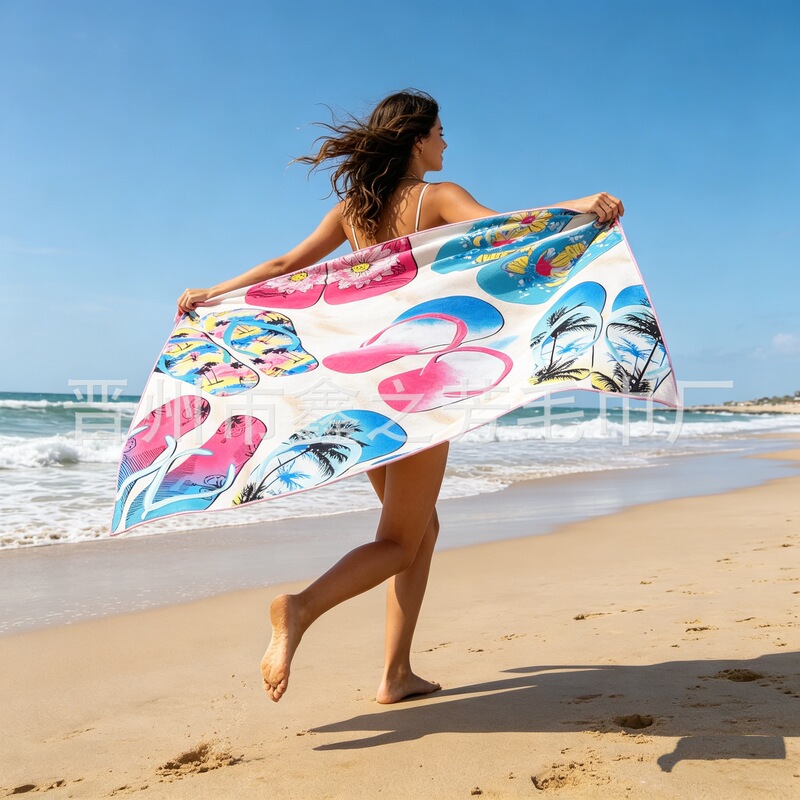Xiyin Temu Cross-Border Best-Selling European and American Style Fiber Beach Towel with Printed Design, Large Beach Towel and Bath Towel