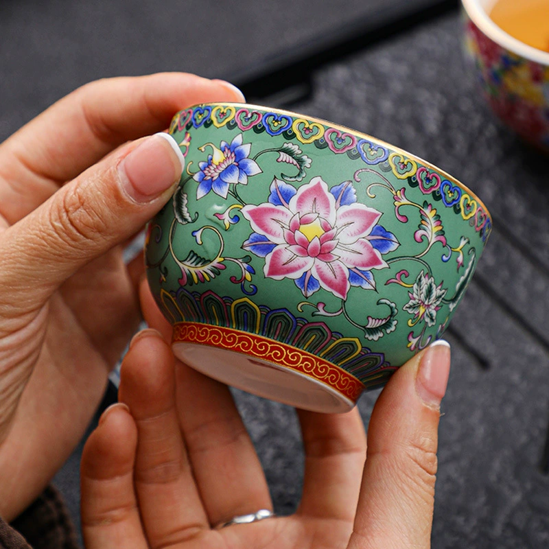 Enamel, ceramic tea cup, tea set, Birthday gift