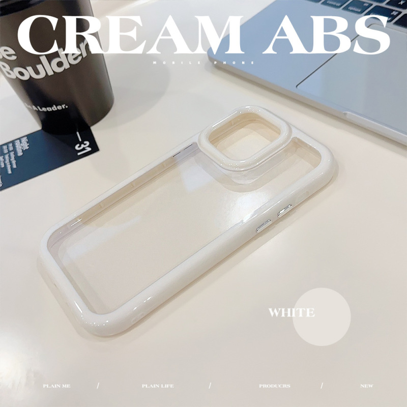 クリーム色のiPhone16ProMax、iPhone15、iPhone13、iPhone14、iPhone17対応のアクリル製スマホケース。シンプルで高級感があります。|undefined