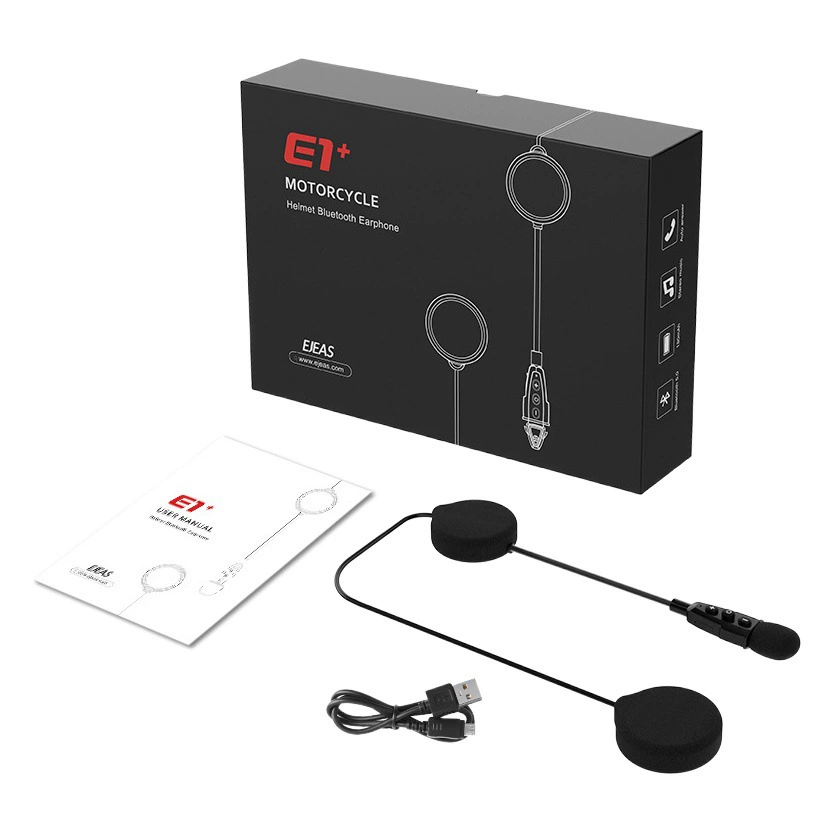 Беспроводная Bluetooth-гарнитура EJEAS E1 +, легкая и портативная, может быть подключена к рулю мотоцикла, дистанционное управление ручкой
