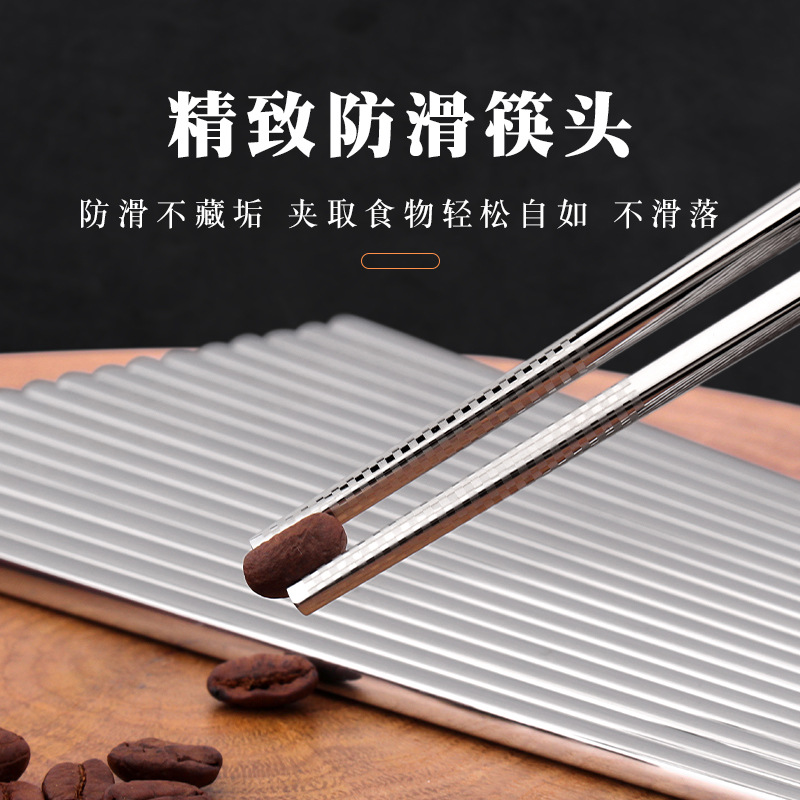 Chockmen Zhuo Deming 316L palillos de acero inoxidable para adultos diez pares de clip de comida palillos antibacterianos antideslizantes para la familia