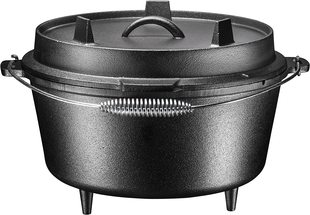 Dutch Pot 4.5qt/6qt/9qt Dutch Pot Hanging Pot Three Legs Pot Uncoated Cast Iron Cookware Cast Iron Cookware