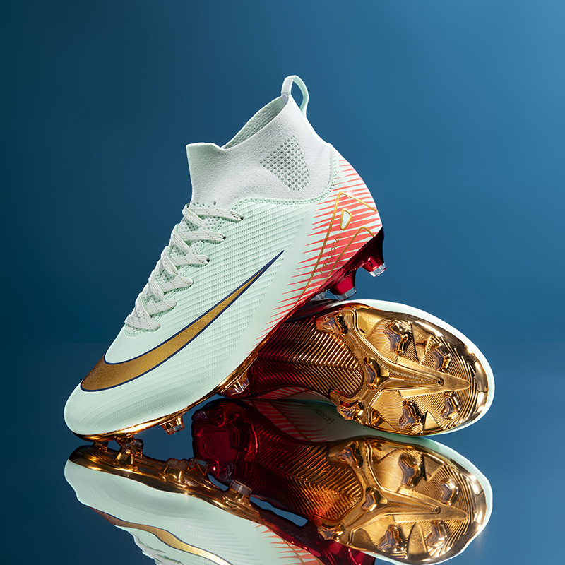 High-Top Football Shoes with Electric Artificial Leather for Students, Cross-Border Men's and Women's Children's Soles, Youth Gold-Plated Shoes Training Area High-Top Football Shoes with Electric Artificial Leather for Students, Cross-Border Men's and Women's Children's Soles, Youth Gold-Plated Shoes Training Area