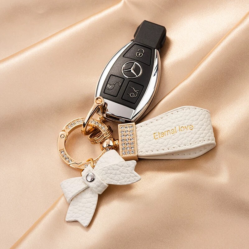 Bow Hand Rope Keychain Exquisite Ins Car Chain Girl's Cute Schoolbag Hanging Internet Celebrity Simple Key Ring