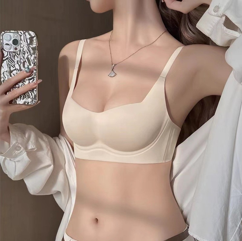 胸が小さい女性向けのシームレスな薄型痩身下着、垂れ防止のプッシュアップサポート、ソフトサポート、ノンワイヤーの胸縮小ブラ|undefined