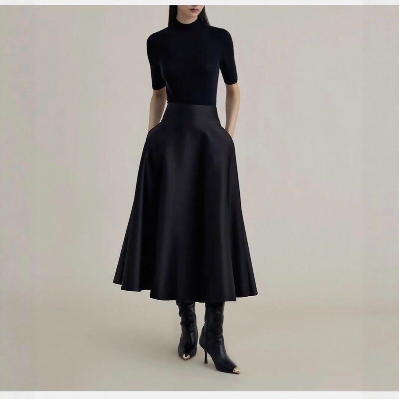 2026 New Hepburn-Style High-Waisted Slimming Black A-Line Umbrella Skirt for Women, Mid-Length Elegant Commuter Skirt 2026 New Hepburn-Style High-Waisted Slimming Black A-Line Umbrella Skirt for Women, Mid-Length Elegant Commuter Skirt
