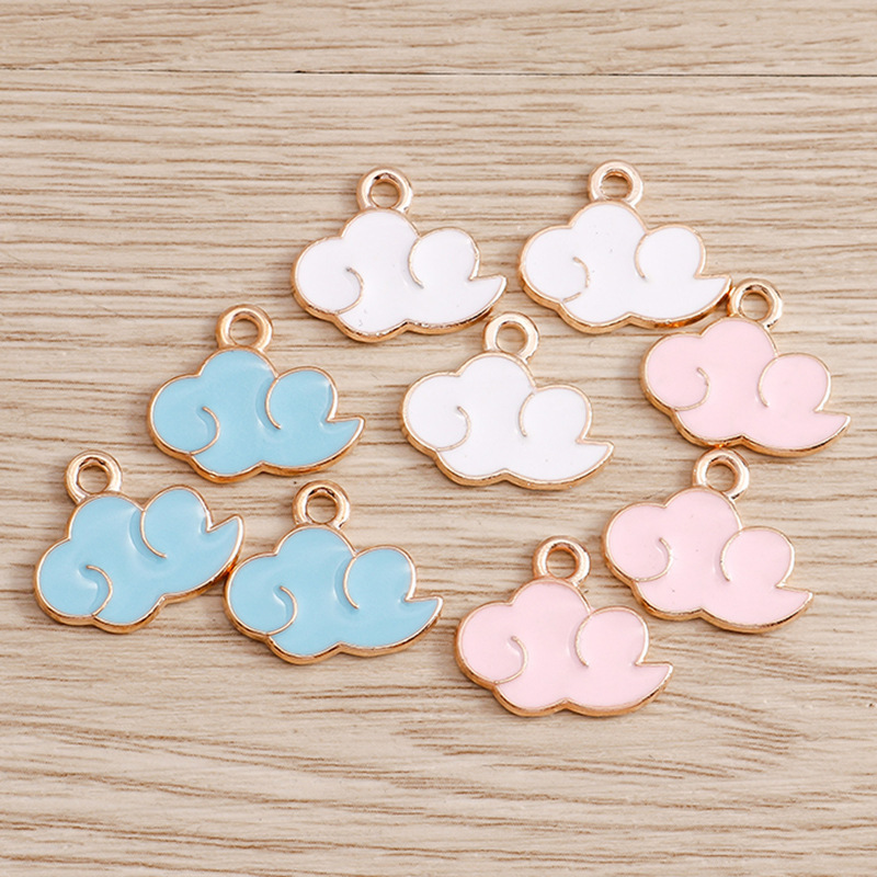 10 pieces/pack of new earrings and necklaces, alloy cloud pendants, keychains, oil-drip cloud DIY jewelry accessories