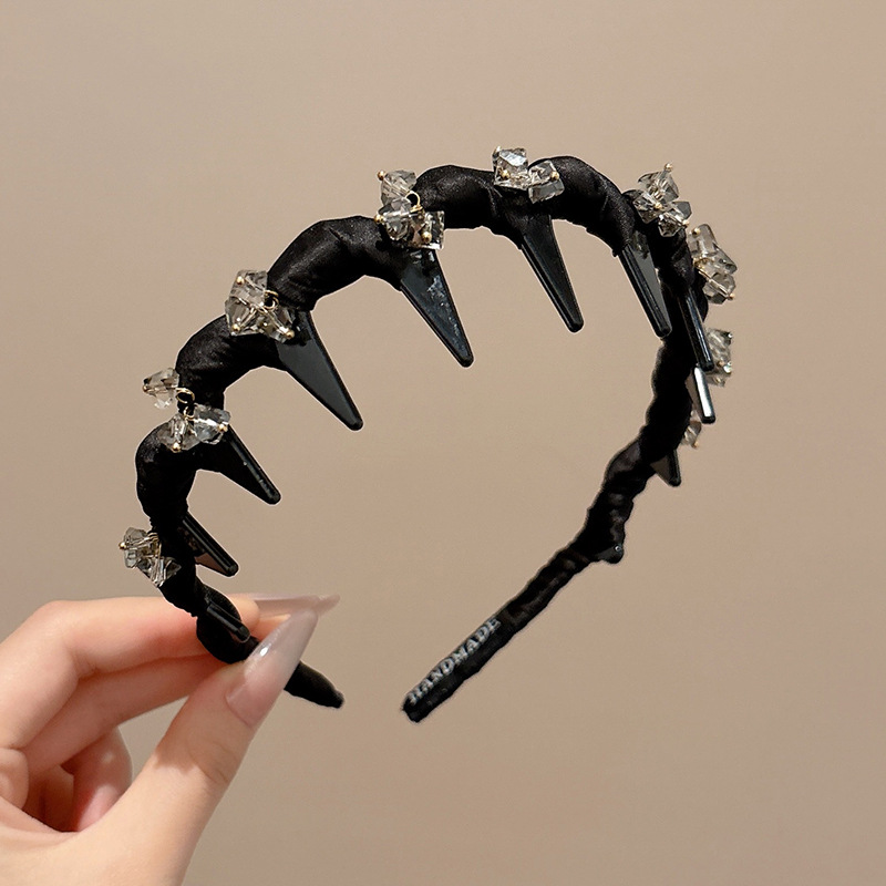 Diámetro flash Louis princesa de París, banda de cabello para la mujer no estrangulada, banda de cabello para lavar la cara, cabeza de cabeza alta con dientes antideslizantes, toque de cabello para el cabello