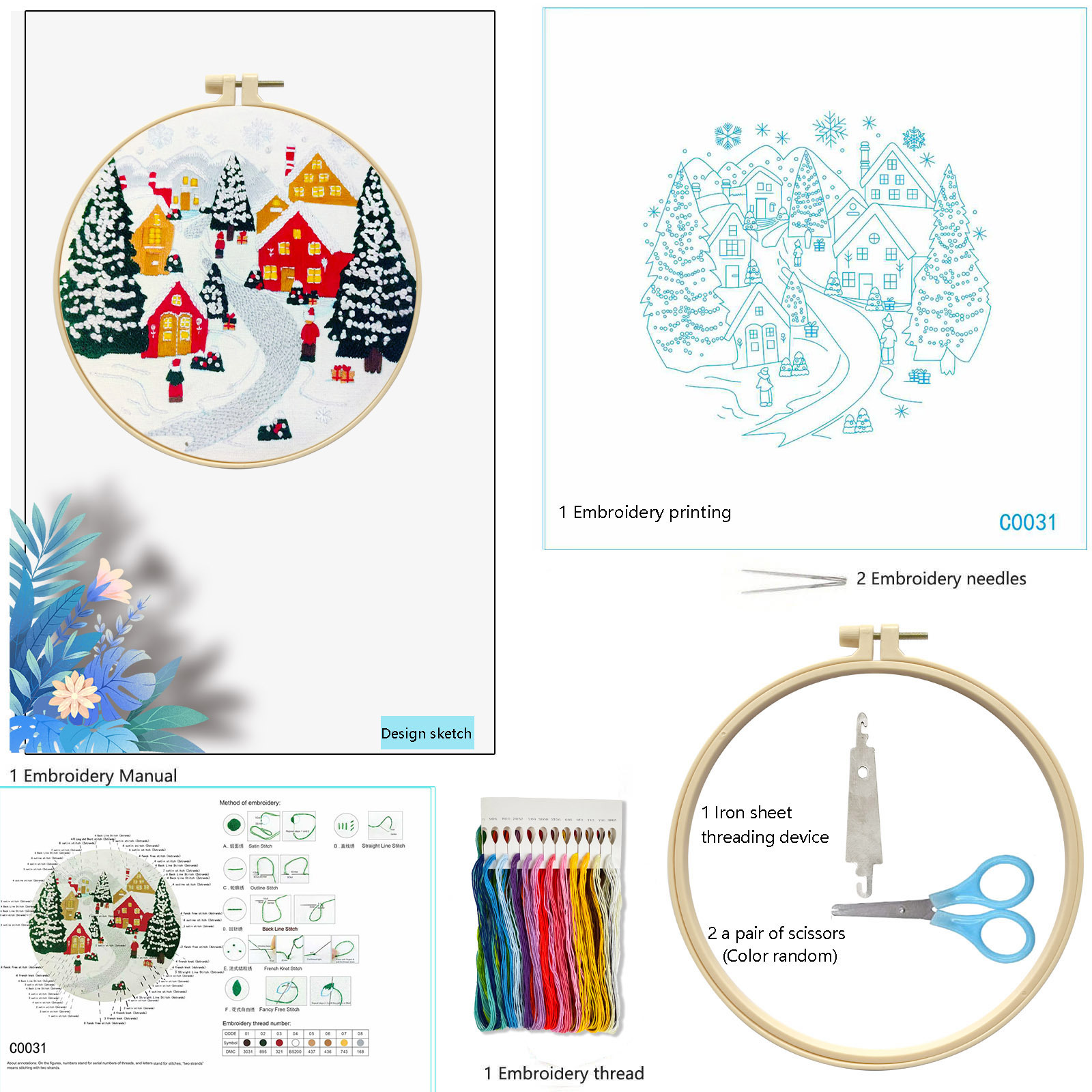 Bolsas de materiales de bordado transfronterizas explosivas de Navidad dos algodón de alta calidad bordado fábrica de decoración del hogar al por mayor