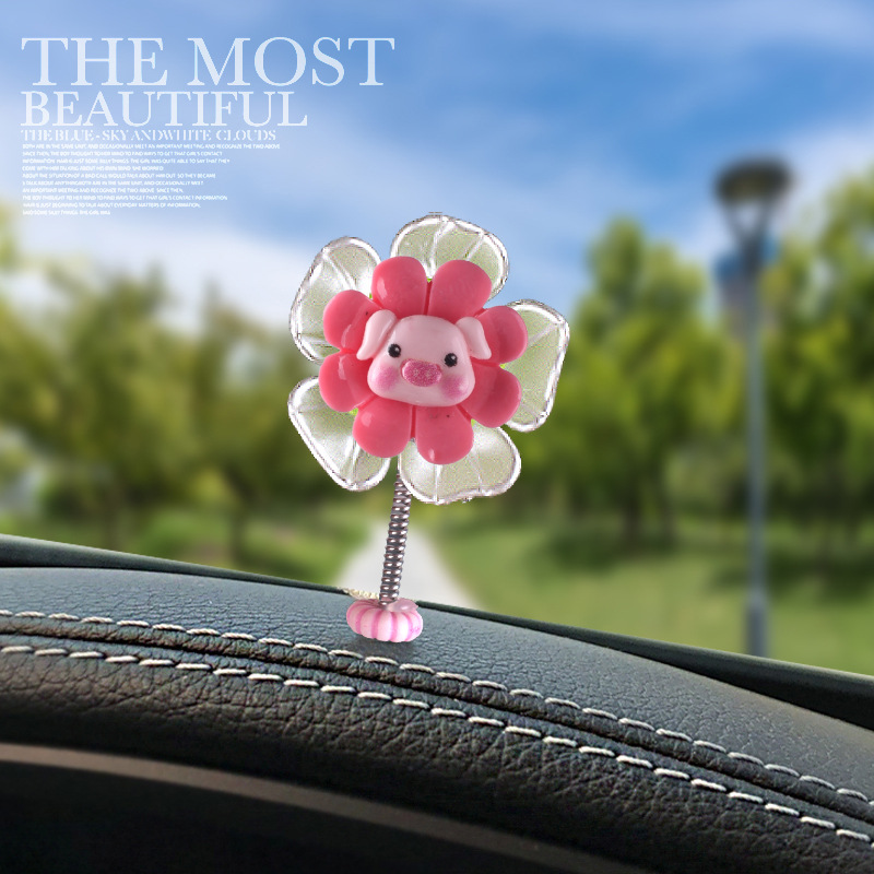 [Explosión] Douyin nuevo adorno de coche flor de cabeza sacudida pequeño animal adorno de coche adornos de primavera lindo panda