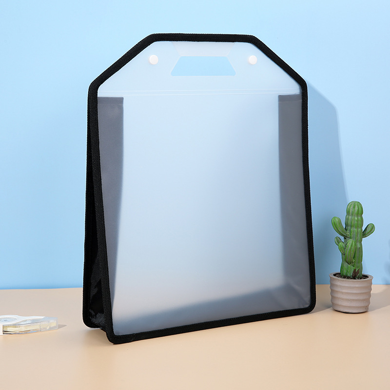 Amazon bolsa de almacenamiento de gran capacidad Oxford Borde de tela bolsa de archivo portátil estudiante Snap esmerilado prueba bolsa de papel al por mayor