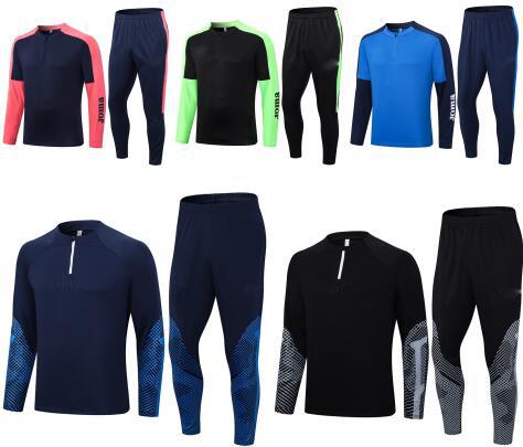 Pantaloni da calcio a maniche lunghe con mezza cerniera liscia per le partite autunnali invernali, maglia della squadra, tuta da allenamento fitness e_voghion.com