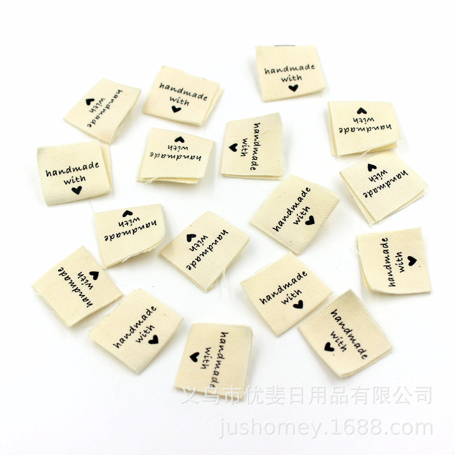 Etiqueta de tela hecha a mano con amor DIY accesorios de ropa hechos a mano etiqueta de tela tejida etiqueta lavada