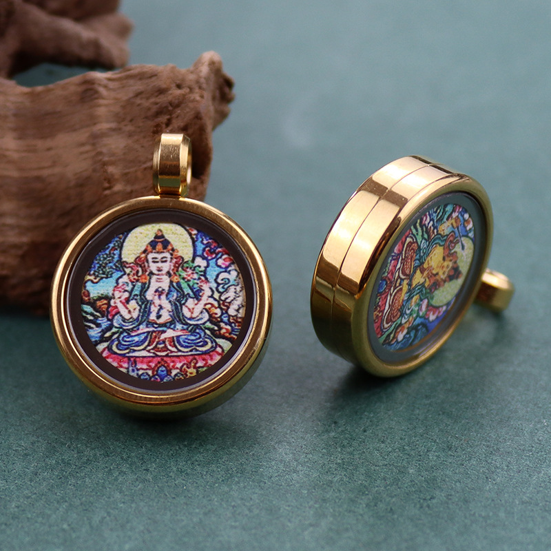 티베트인 THANGKA GAWU BOX 8 명의 후원자 신 펜던트 조디악 벤 밍포 펜던트 캐리 온 탕카 펜던트