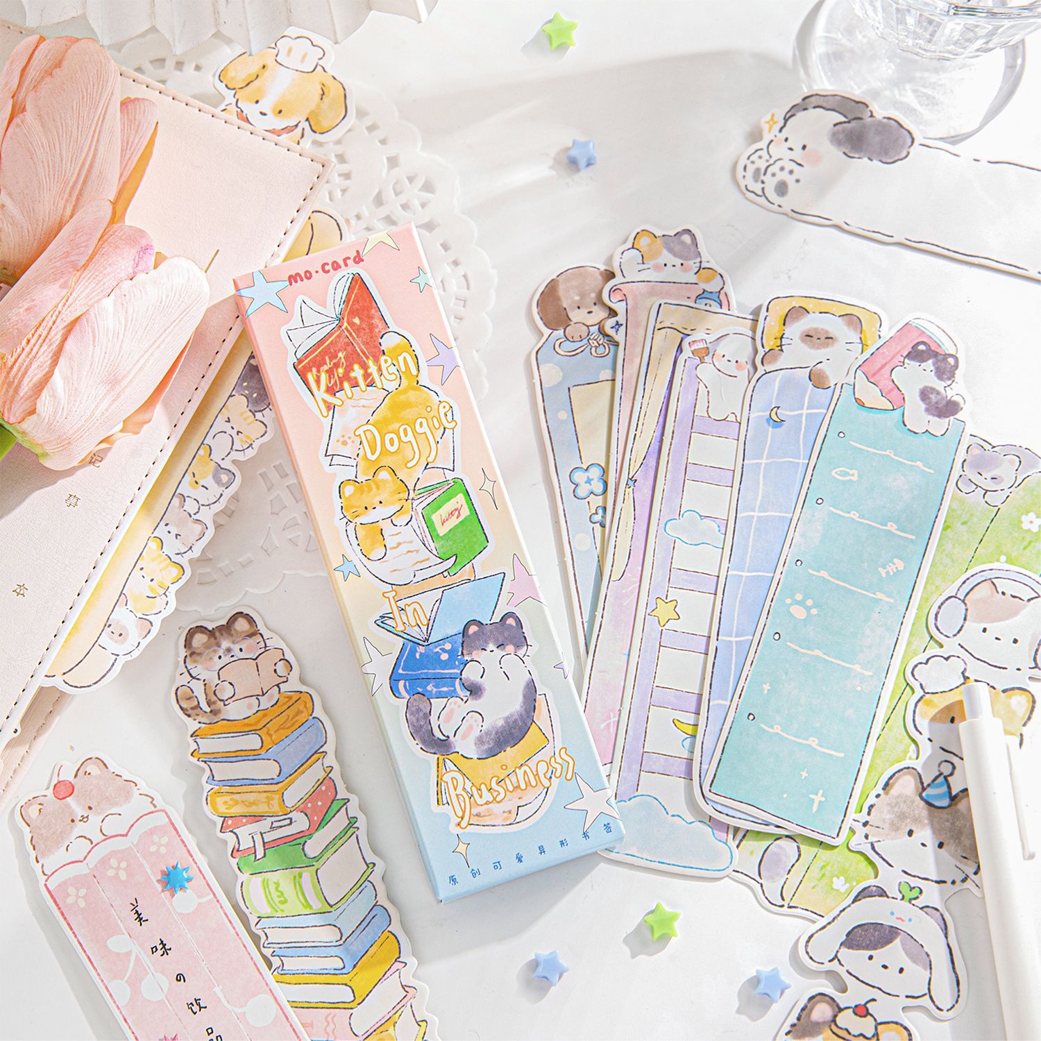 Mo cartucho de tinta marcador de forma especial gatito cachorro de negocios serie de estudiantes lindos de lectura marcador de forma especial