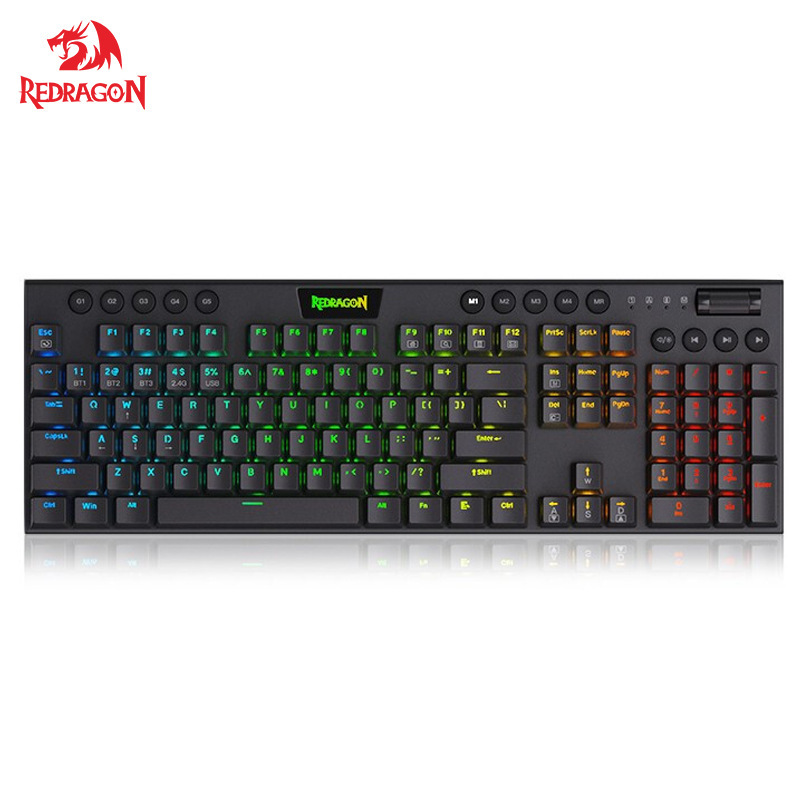 Red Dragon 618 short axis mechanical keyboard Bluetooth wireless wired three-model laptop gaming keyboard RGB luminous