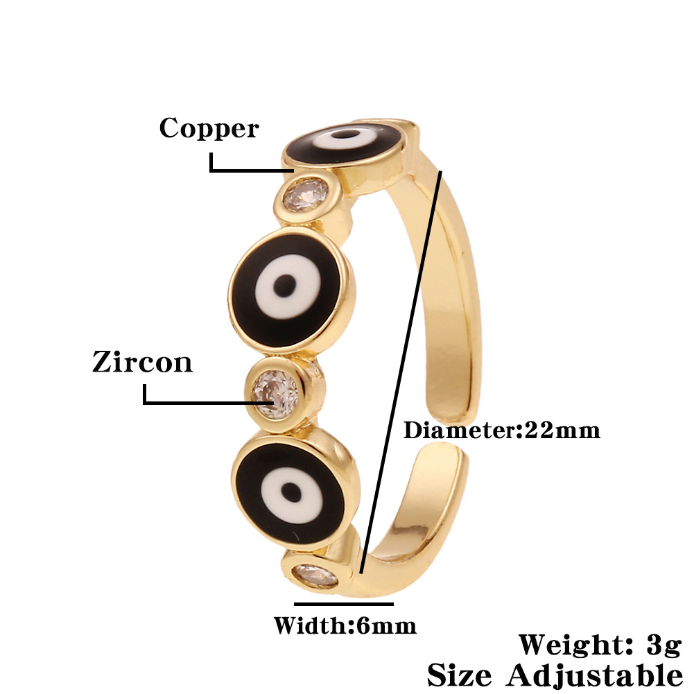 Jewelry Supply Copper Plated Real Gold Dripping Eye Fashion Ring