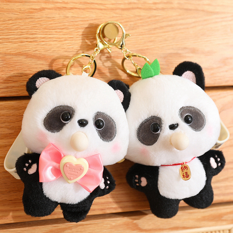 Burbuja de dibujos animados Panda muñeca de peluche de juguete bolsa de la cadena dominante del coche colgante mochila colgante pequeña muñeca