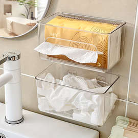 R9DC二次废弃洗脸巾收纳盒浴室壁挂一次性绵柔擦脸纸巾置物架沥水