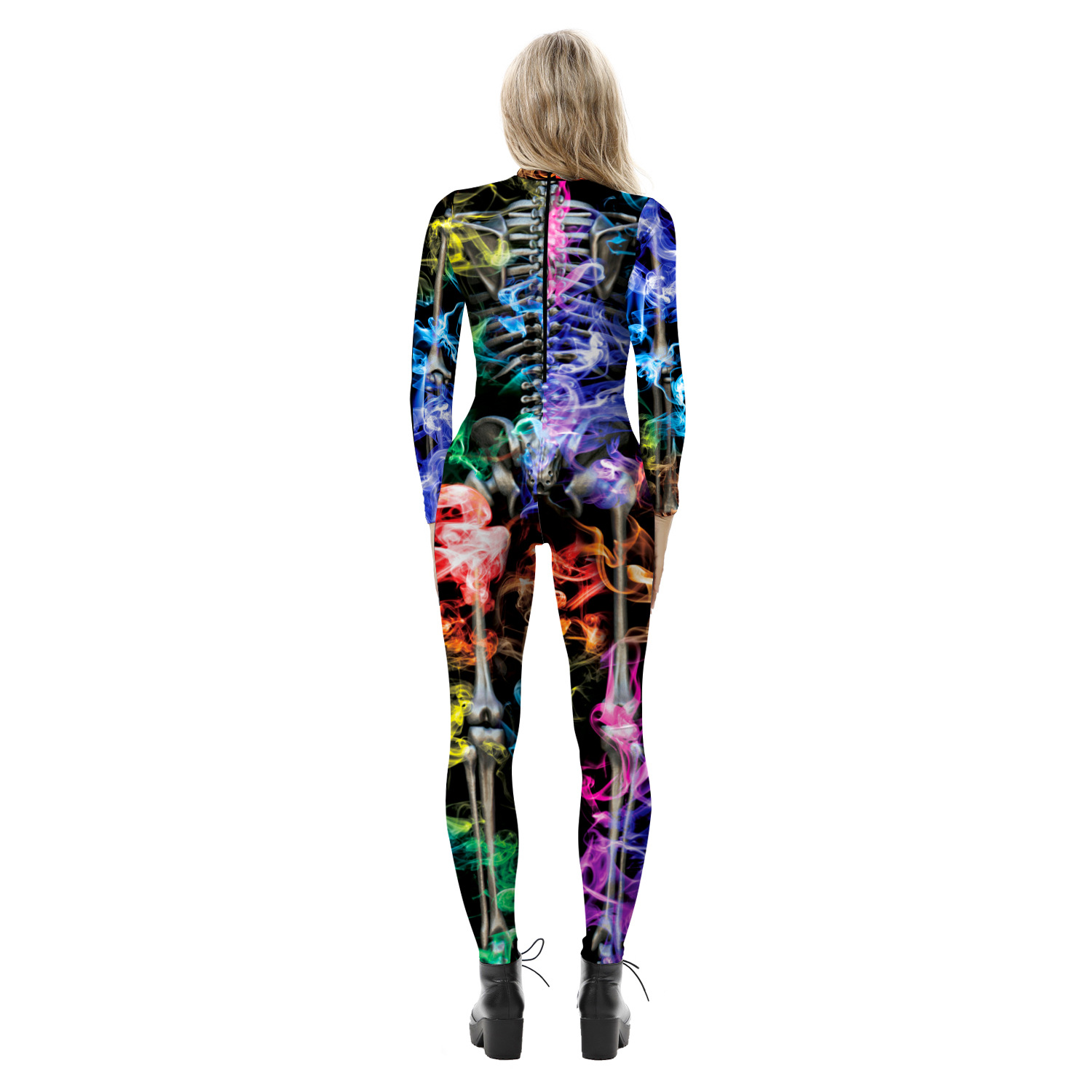 Women s Halloween Skeleton Digital Print Leotard jumpsuit nihaostyles wholesale halloween costumes NSMID78946