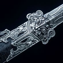 龙泉市刀剑高锰钢一体春秋汉剑防身冷兵器影视双手宝剑收藏未开刃