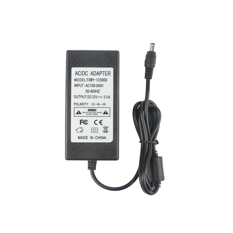 12V3A桌面式胶壳电源适配器  品字尾LED灯带电源
