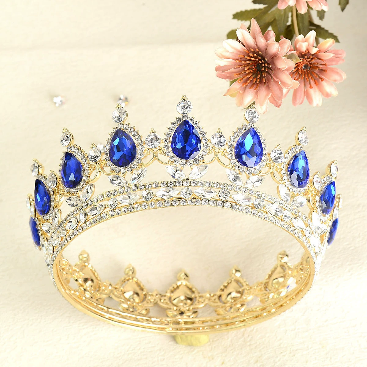 Барокко-ретро сплавная корона с rhinestones, маленькая круглая корона невесты, свадебные безделицы оптовый отдел Yiwu