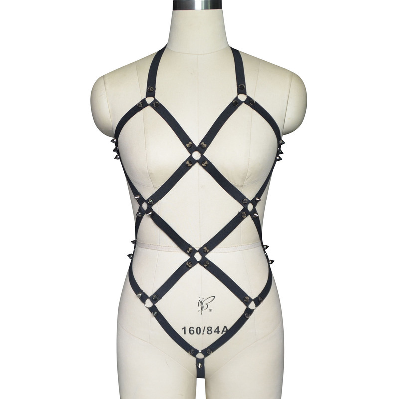 European and American Explosions Cross Personality Gothic Strap Wire Harness Underwear Rivet Punk Sexy Seduction Fun Set Cross Border