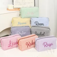 Etsy Горячая распродажа вышивка из пузырьковой пряжи в полоску косметическая сумка для путешествий Портативная туалетная сумка