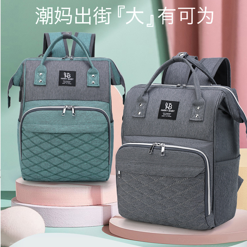 跨境新款媽咪包大容量多功能媽媽包usb充電牛津布輕便母嬰包批發