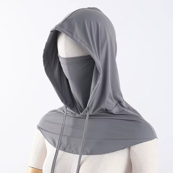 Sun Protection Mask, Hat, Integrated Neck Protector, Full Face Anti-Uv Cycling Hood, Ice Silk Scarf for Men