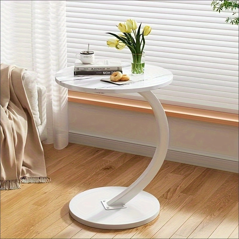 Mesa auxiliar redonda pequeña para sala de estar o dormitorio, mesa de centro moderna con diseño elegante