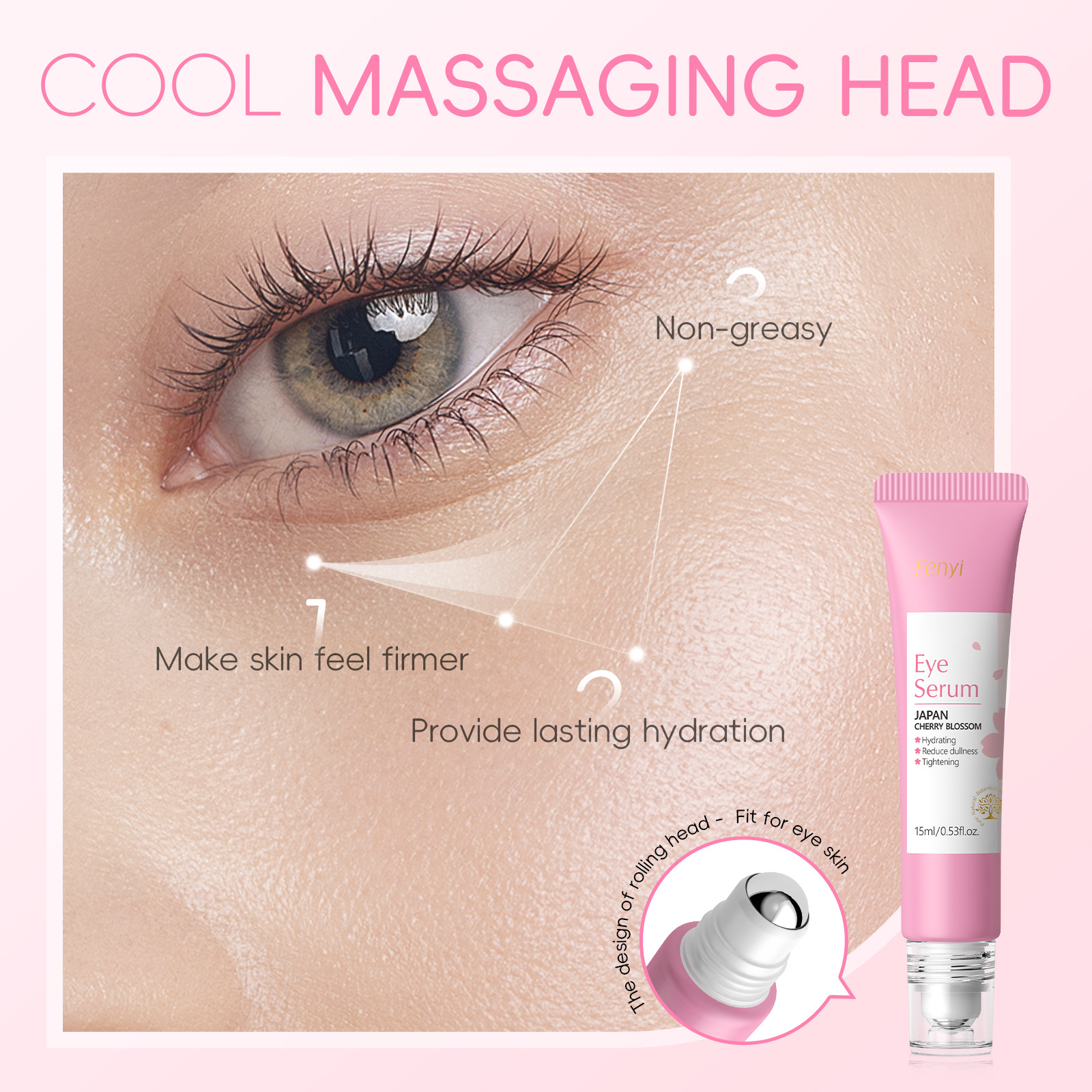 Cross-border Fenyi Cherry Blossom Eye Serum 15ml Hydrates, moisturizes and cares for the skin around the eyes. Manufacturer's supply undefined